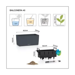 Samozavlažovací truhlík Lechuza BALCONERA COLOR 40 bílá kompletní set