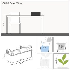 Lechuza CUBE COLOR 14 TRIPLE samozavlažovací květináč bílá kompletní set