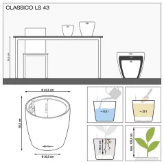 CLASSICO Color LS 43 - Samozavlažovací květináč - Bílá - Kompletní set