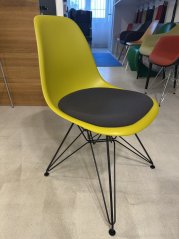 Vitra Eames Plastic Side Chair DSR Mustard with upholstery