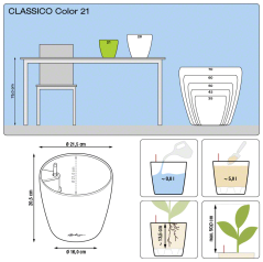 Lechuza CLASSICO COLOR 21 samozavlažovací květináč bílá kompletní set