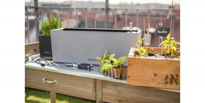 Samozavlažovací truhlík Lechuza BALCONERA STONE 50 šedý kompletní set