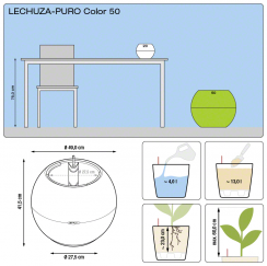 Lechuza PURO Color 50 - Samozavlažovací květináč - Břidlicová - Kompletní set