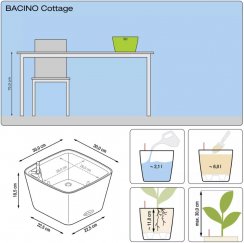 Lechuza BACINO Cottage 30 - Grafitově černá - Samozavlažovací květináč