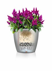 Lechuza CLASSICO 28 samozavlažovací květináč stříbrná kompletní set