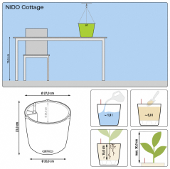 Lechuza NIDO COTTAGE 28 samozavlažovací květináč granitová kompletní set