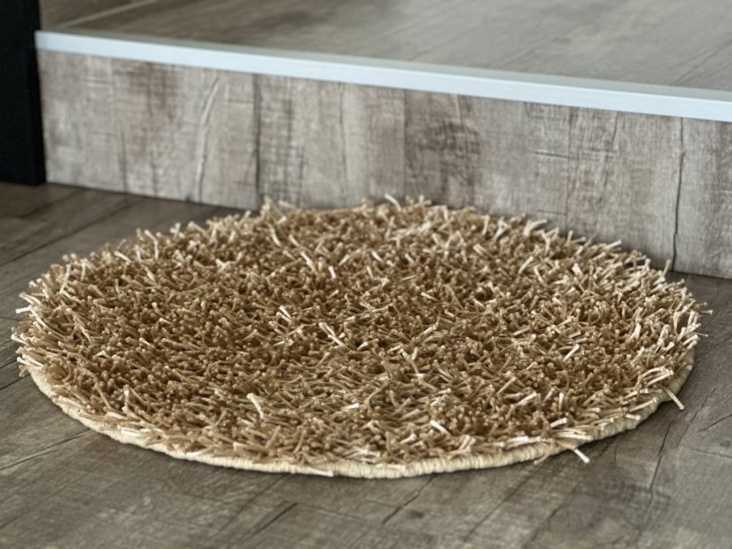 Ručně vyráběný kusový koberec SHAGGY MD průměr 60 cm - Barva: Béžová