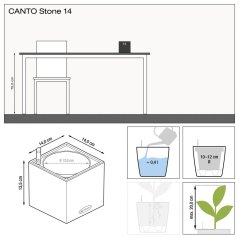 Lechuza CANTO STONE SQUARE 14 samozavlažovací květináč šedá kompletní set