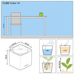 Lechuza CUBE COLOR 14 samozavlažovací květináč bílá kompletní set