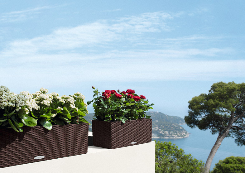 Samozavlažovací truhlík Lechuza BALCONERA COTTAGE 50 mokka kompletní set