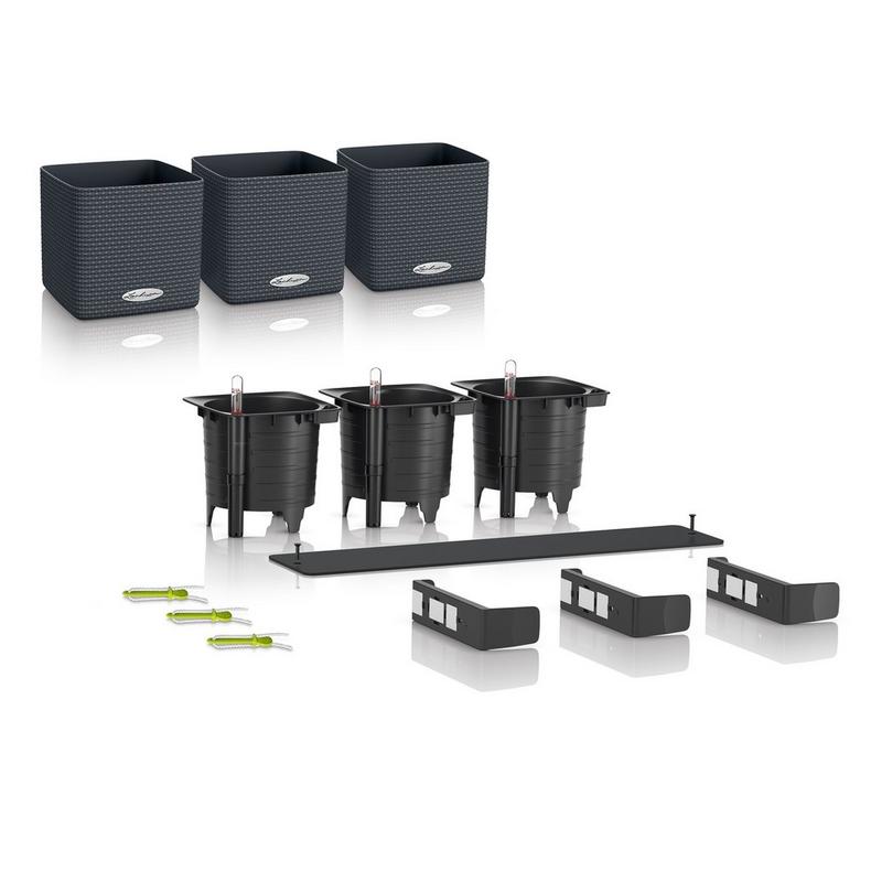 Lechuza CUBE GLOSSY GREEN WALL HOME WALL KIT samozavlažovací květináč scarlet kompletní set