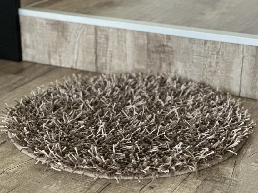 Ručně vyráběný kusový koberec SHAGGY MD průměr 60 cm - Barva: Béžová
