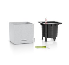 Lechuza CANTO STONE SQUARE 14 samozavlažovací květináč křemenová bílá kompletní set