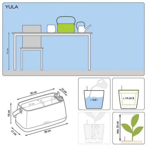 Lechuza YULA samozavlažovací květináč taška, bílo-zelená