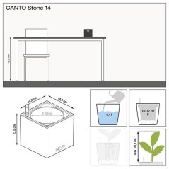 Lechuza CANTO STONE SQUARE 14 samozavlažovací květináč písková béžová kompletní set