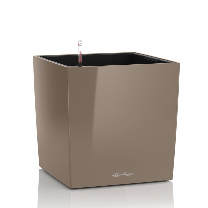 Lechuza CUBE 40 samozavlažovací květináč světle hnědá kompletní set