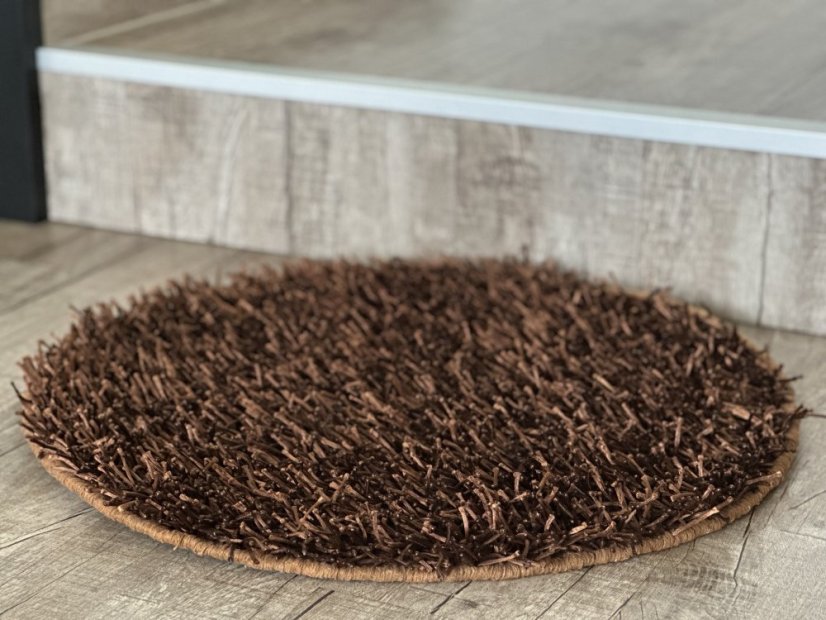 Ručně vyráběný kusový koberec SHAGGY MD průměr 60 cm - Barva: Béžová