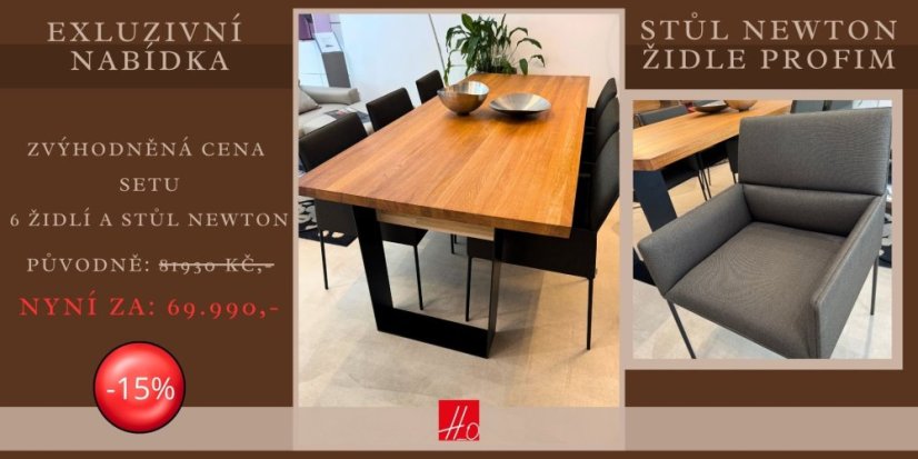 Jídelní stůl velký Newton dub s opracovanými hranami