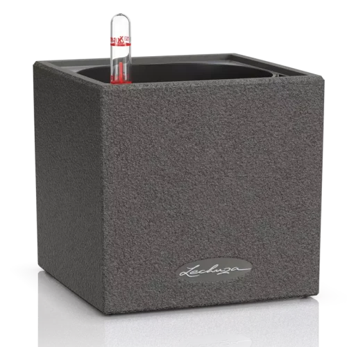 Lechuza CANTO STONE SQUARE 14 samozavlažovací květináč černá kompletní set