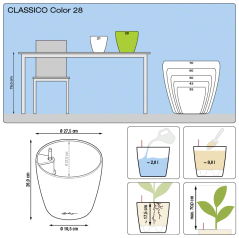 Lechuza CLASSICO COLOR 28 samozavlažovací květináč bílá kompletní set