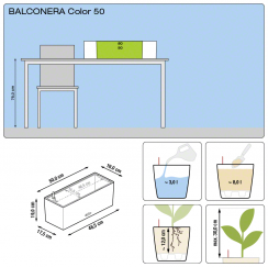 Samozavlažovací truhlík Lechuza BALCONERA COLOR 50 pastělová zelená kompletní set