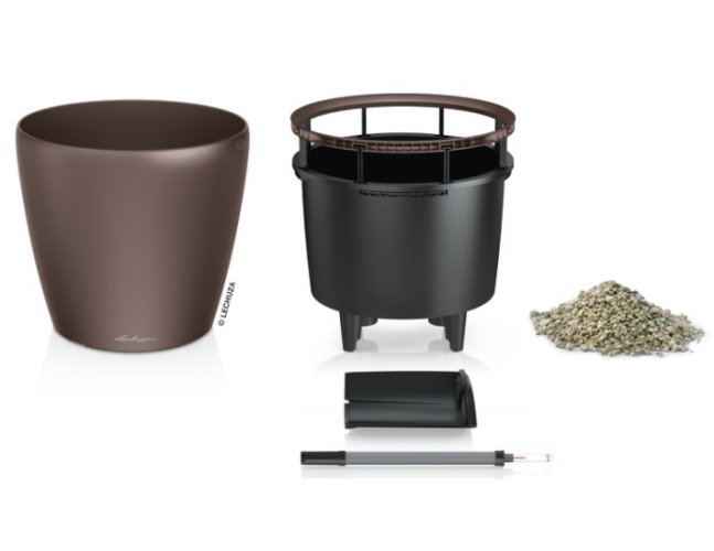 Lechuza CLASSICO LS 50 samozavlažovací květináč hnědá kompletní set