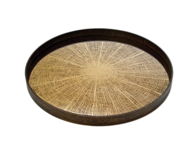 Ethnicraft kulatý podnos Tray skleněný Bronze L