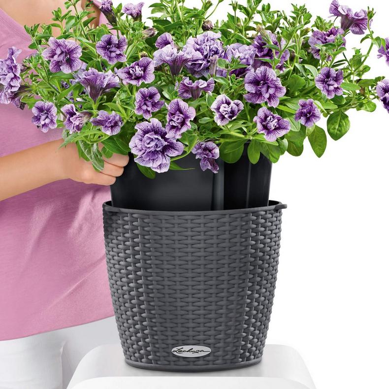 Lechuza NIDO COTTAGE 28 samozavlažovací květináč granitová kompletní set