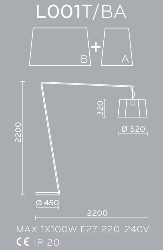Pedrali stojací lampa L001/BA