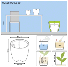 Lechuza CLASSICO LS 50 samozavlažovací květináč antracitová kompletní set