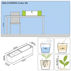 Samozavlažovací truhlík Lechuza BALCONERA COLOR 80 pastelová zelená kompletní set