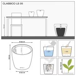 CLASSICO Color LS 35 - Samozavlažovací květináč - Bílá - Kompletní set