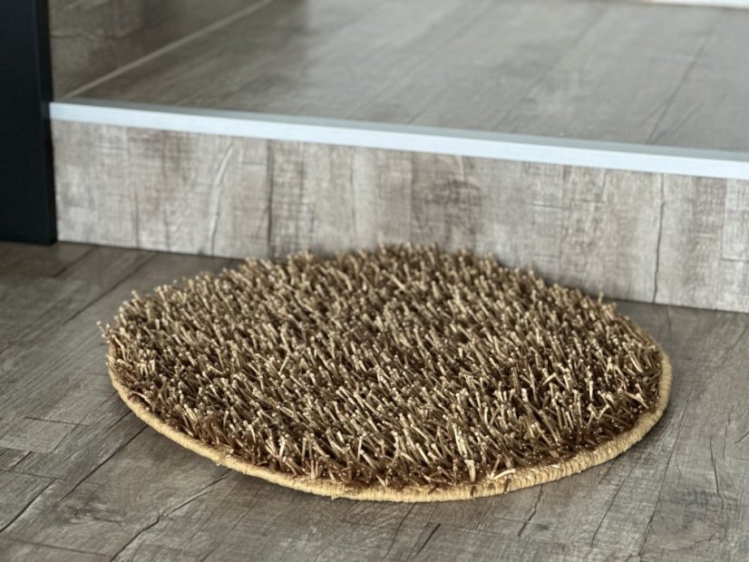 Ručně vyráběný kusový koberec SHAGGY MD průměr 60 cm - Barva: Béžová