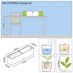 Samozavlažovací truhlík Lechuza BALCONERA COTTAGE 80 antracitová kompletní set