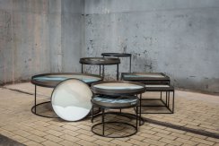 Konferenční stolky Ethicraft Round Tray Coffee Table Set L/XL