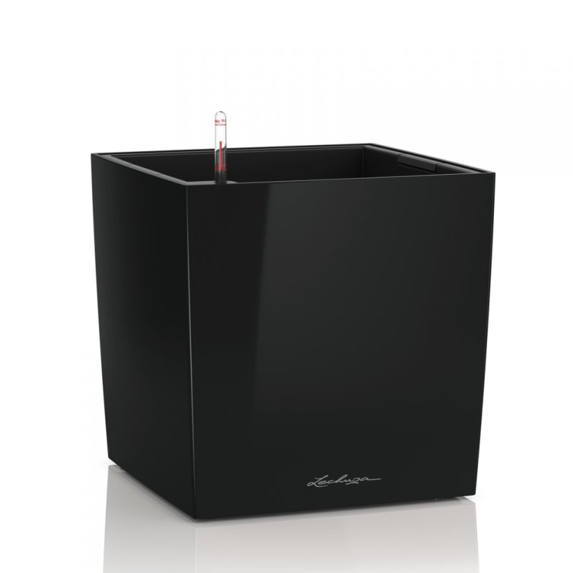 Lechuza CUBE 40 samozavlažovací květináč černá kompletní set
