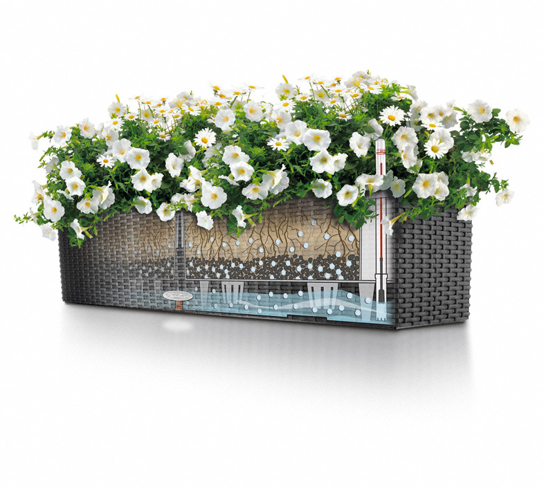 Samozavlažovací truhlík Lechuza BALCONERA COLOR 80 světle šedá kompletní set