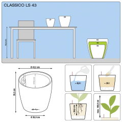 Lechuza CLASSICO LS 43 samozavlažovací květináč antracitová kompletní set