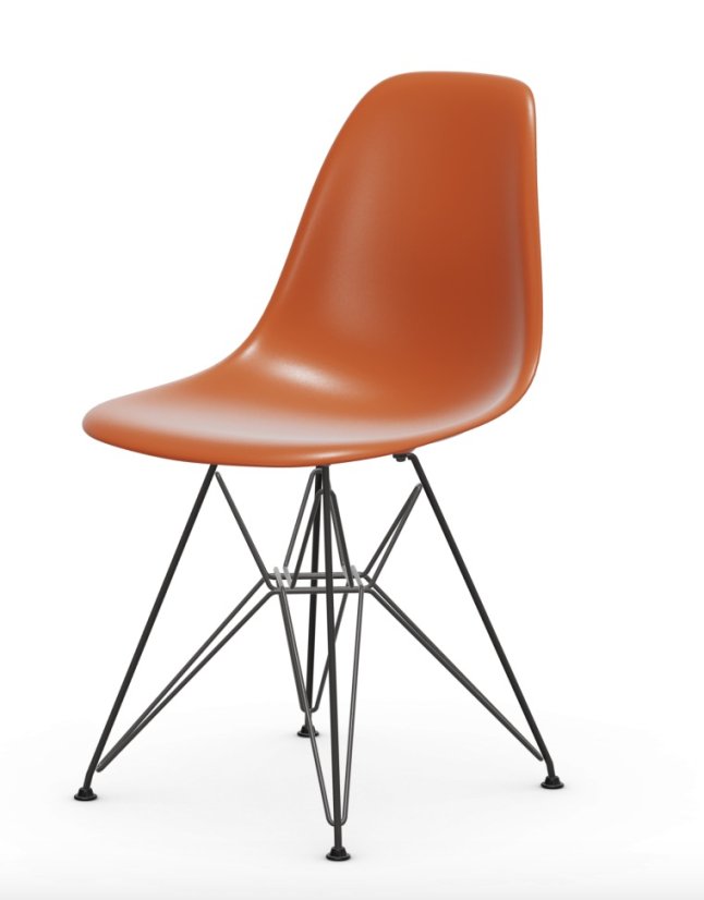 Vitra Eames Plastic Side Chair DSR bílá s černým podsedákem - Eames Plastic Side Chair DSR colors: orange