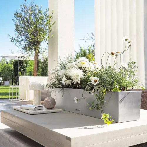 Samozavlažovací truhlík Lechuza BALCONERA 80 Steel - perleťově šedá