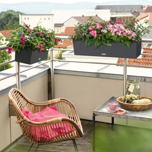 Samozavlažovací truhlík Lechuza BALCONERA COTTAGE 100 bílá kompletní set