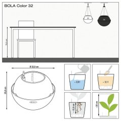 Lechuza BOLA Color 32 - Pískově hnědá - Závěsný samozavlažovací květináč
