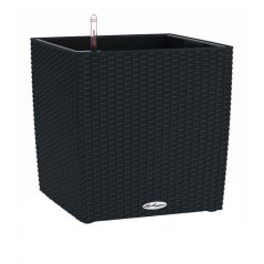 Lechuza CUBE COTTAGE 50 samozavlažovací květináč ČERNÁ kompletní set