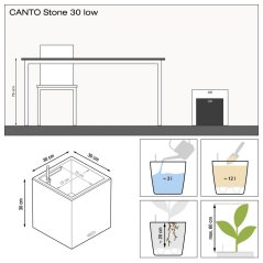 Lechuza CANTO STONE SQUARE 40 samozavlažovací květináč křemenová bílá kompletní set