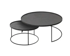 Konferenční stolky Ethnicraft Round Tray Coffee Table Set L/XL