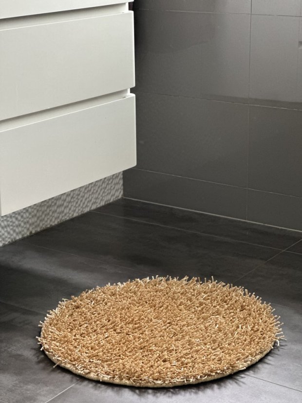 Ručně vyráběný kusový koberec SHAGGY MD průměr 60 cm - Barva: Béžová