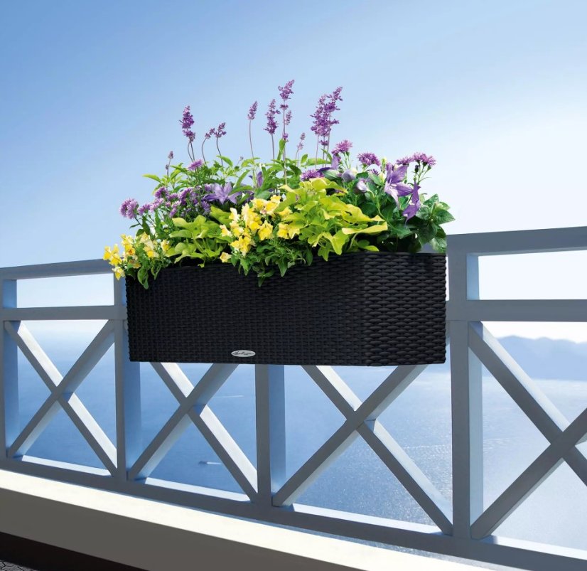 Samozavlažovací truhlík Lechuza BALCONERA COTTAGE 50 černá kompletní set