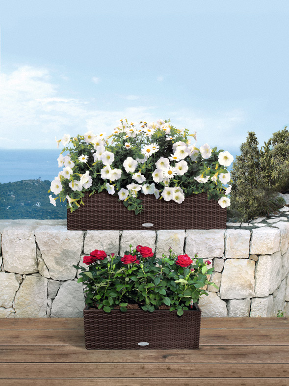 Samozavlažovací truhlík Lechuza BALCONERA COTTAGE 80 mokka kompletní set