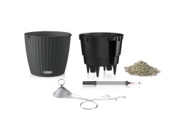 Lechuza NIDO COTTAGE samozavlažovací květináč černá kompletní set