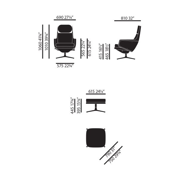 Vitra Grand Relax & Ottoman Citterio